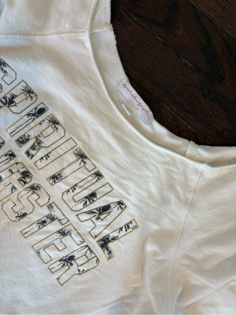 Spiritual Gangster Women's White off shoulder  Sweatshirt - Picture 3 of 5